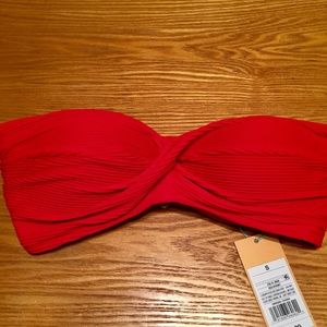 Kona Sol Red Bandeau Bikini Top - Sz S -NWT!